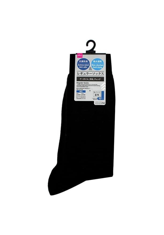 DAISO Unisex Regular Socks with Argyle Check Pattern - Quick Drying and Water Absorbent - Size US 7-9, EU 40-44 - Image 1